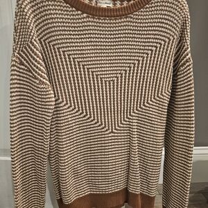 Hem & Thread Geometric Brown and Cream Sweater